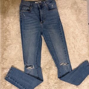 Forever 21 Blue Ripped Skinny Jeans